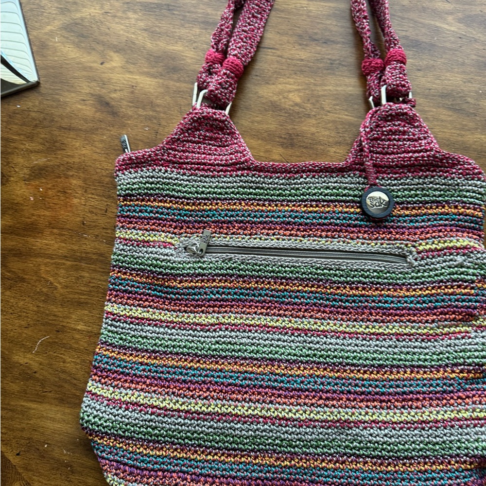 THE SAK Multicolored Striped Large Crochet Tote/Shoulder Bag NWOT